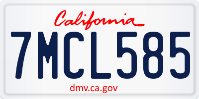 CA license plate 7MCL585