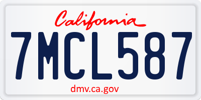 CA license plate 7MCL587