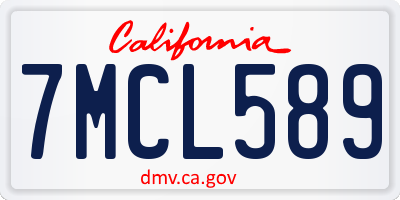 CA license plate 7MCL589