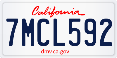 CA license plate 7MCL592