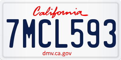 CA license plate 7MCL593