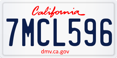 CA license plate 7MCL596