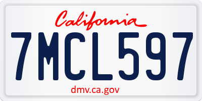 CA license plate 7MCL597