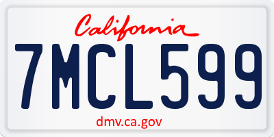 CA license plate 7MCL599
