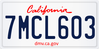 CA license plate 7MCL603