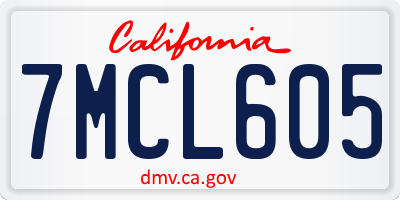 CA license plate 7MCL605