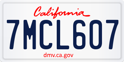CA license plate 7MCL607