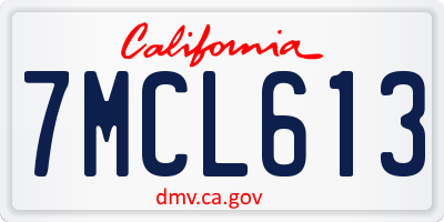 CA license plate 7MCL613
