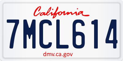 CA license plate 7MCL614