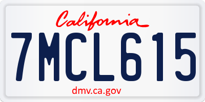 CA license plate 7MCL615