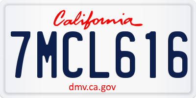 CA license plate 7MCL616