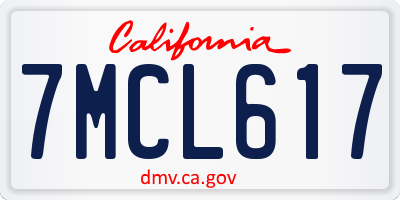 CA license plate 7MCL617