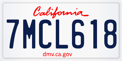CA license plate 7MCL618
