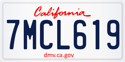 CA license plate 7MCL619