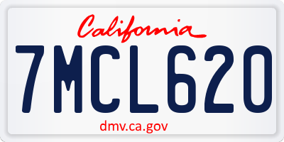 CA license plate 7MCL620