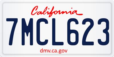 CA license plate 7MCL623