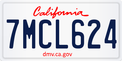 CA license plate 7MCL624