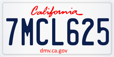 CA license plate 7MCL625