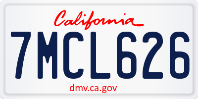 CA license plate 7MCL626