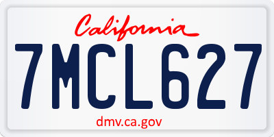 CA license plate 7MCL627