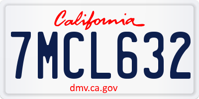 CA license plate 7MCL632