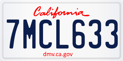 CA license plate 7MCL633