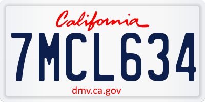 CA license plate 7MCL634