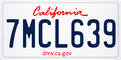 CA license plate 7MCL639