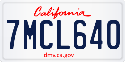 CA license plate 7MCL640