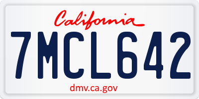 CA license plate 7MCL642