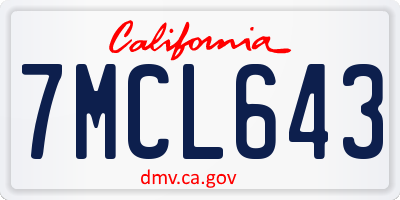 CA license plate 7MCL643