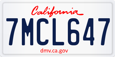 CA license plate 7MCL647