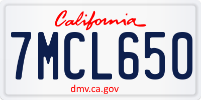 CA license plate 7MCL650