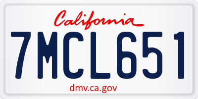 CA license plate 7MCL651