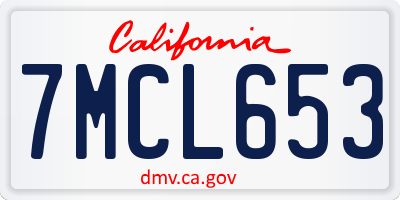 CA license plate 7MCL653