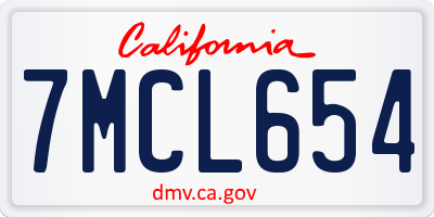 CA license plate 7MCL654