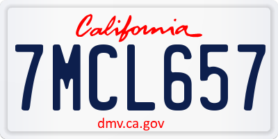 CA license plate 7MCL657