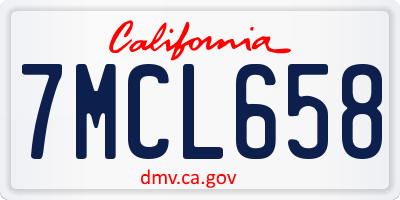 CA license plate 7MCL658
