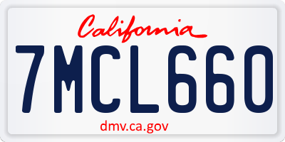 CA license plate 7MCL660