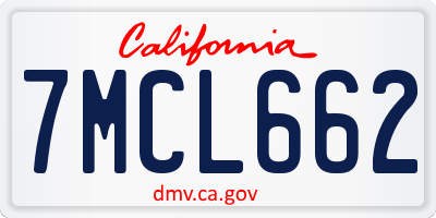 CA license plate 7MCL662