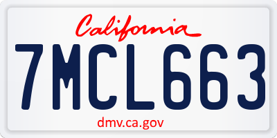 CA license plate 7MCL663