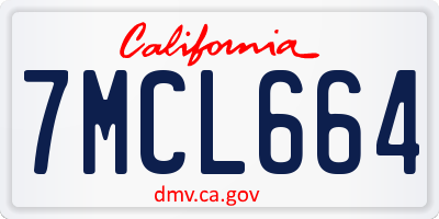 CA license plate 7MCL664