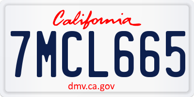 CA license plate 7MCL665