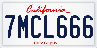 CA license plate 7MCL666