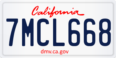 CA license plate 7MCL668