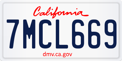 CA license plate 7MCL669