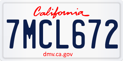 CA license plate 7MCL672