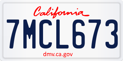 CA license plate 7MCL673