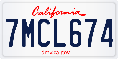 CA license plate 7MCL674