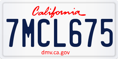 CA license plate 7MCL675